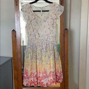 Cream, Floral Dress